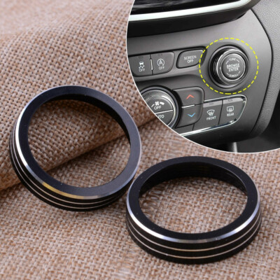 Pair Volume CD Switch Knob Ring Trim Cover Fit For Jeep Grand Cherokee 14+ Black