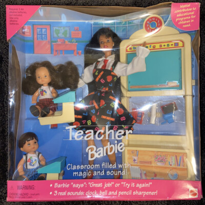 Vintage Teacher Barbie doll with two students Mattel #13914 NRFB