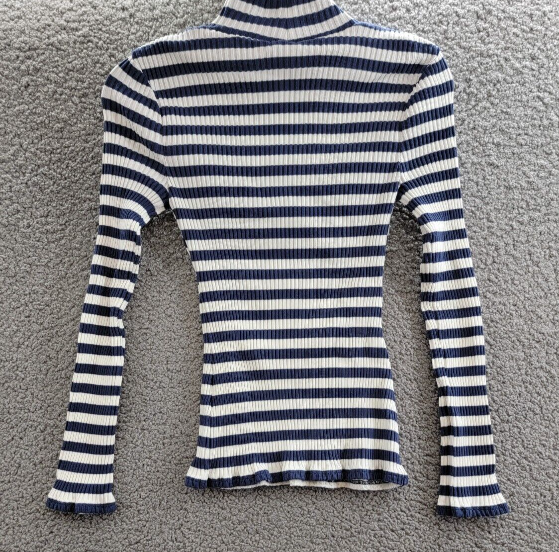 Veronica Beard Pierre Mock Neck Tee Women's S Off White/Marine Striped Pullover - Picture 10 of 16