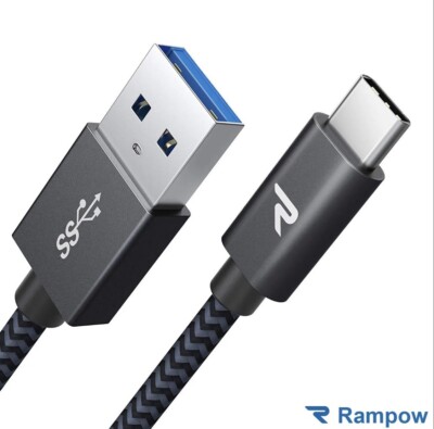 RAMPOW 1m USB-C To USB-A Cable Fast Charge/Data Sync Cable Durable Samsung LG