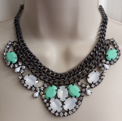 Premier Designs Necklace Pastel Perfection Crystals Acrylics Hematite Plated 16''