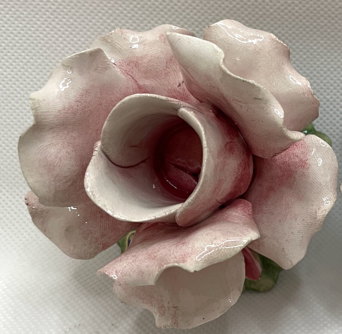 VINTAGE NUOVA CAPODIMONTE PORCELAIN FLOWER ROSE Candle Holder FREE Shipping