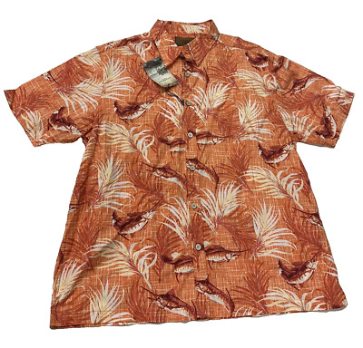 Clearwater Outfitters Button Down Hawaiian Shirt Men's XL Coral NEW