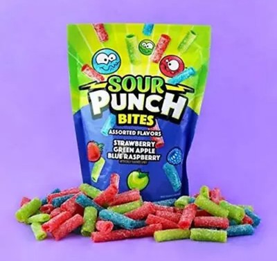Sour Punch Bites, Assorted Flavors Chewy Candy, 9oz Resealable Bag