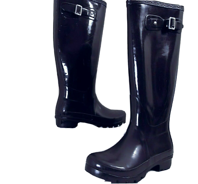 Polar Woman Rubber rain boots Dark Pulple Knee Highs Buckle