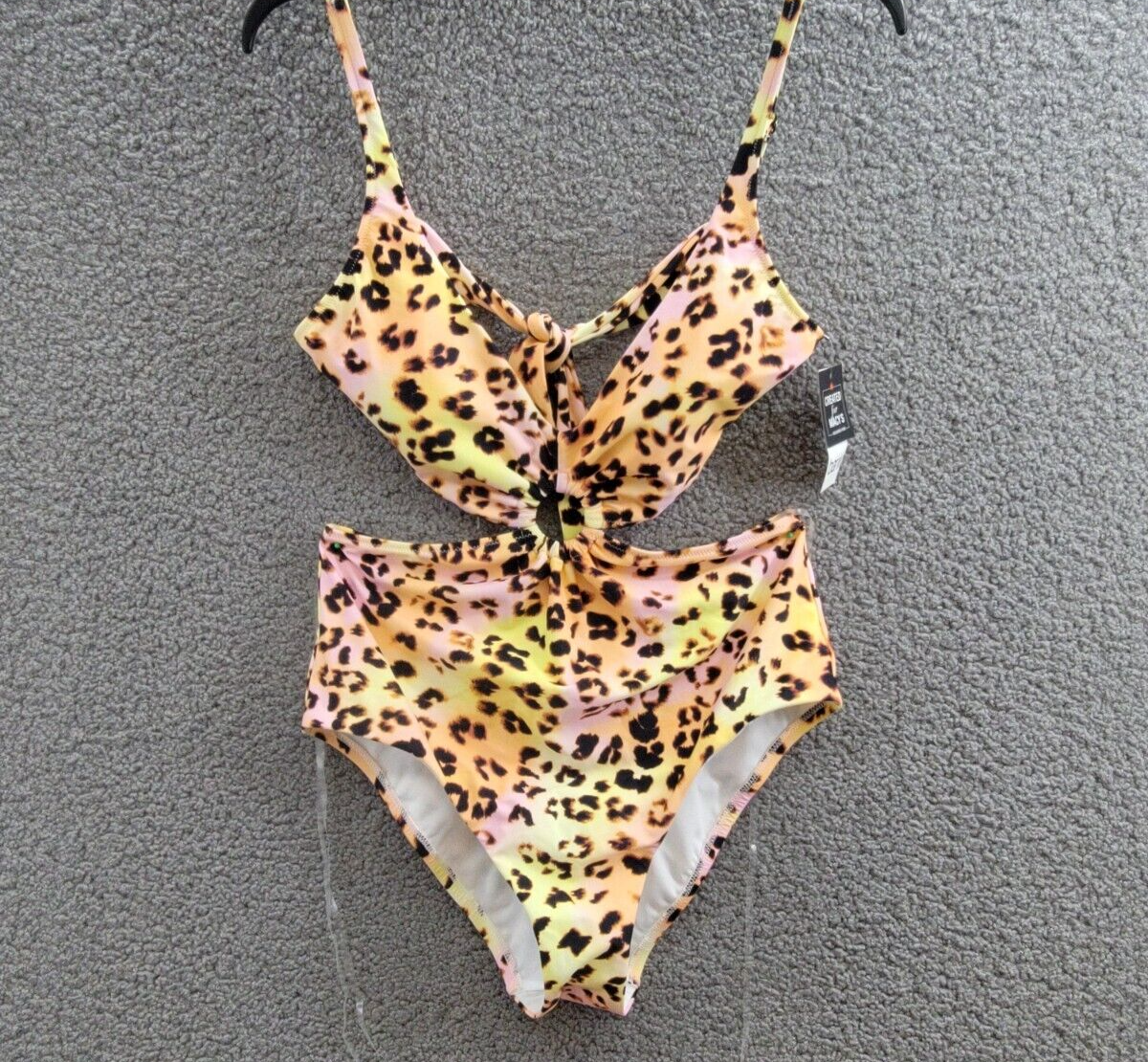 Bar III Animal-Print O-Ring Monokini Swimsuit Women's M Multi Tie Back Closure - Picture 2 of 14