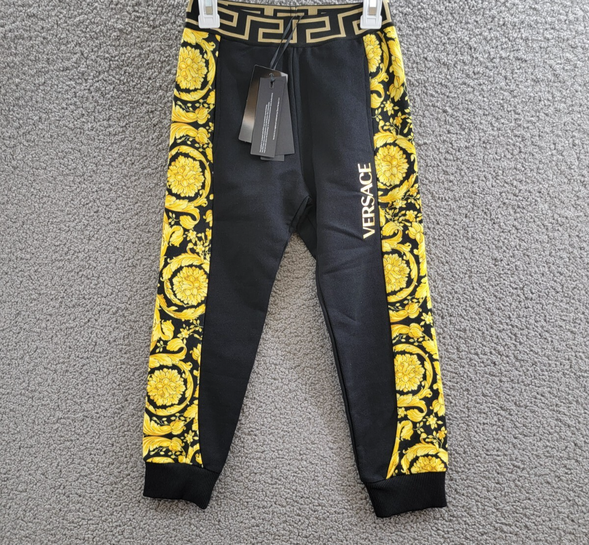 Versace Barocco Jogger Pants Little Boys' 6 Black/Gold Elastic Waist Pull On - Picture 2 of 17