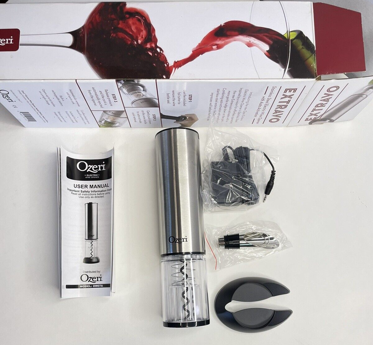 Ozeri Extravo Stainless Steel Electric Wine Opener Housewarming Hostess Gift
