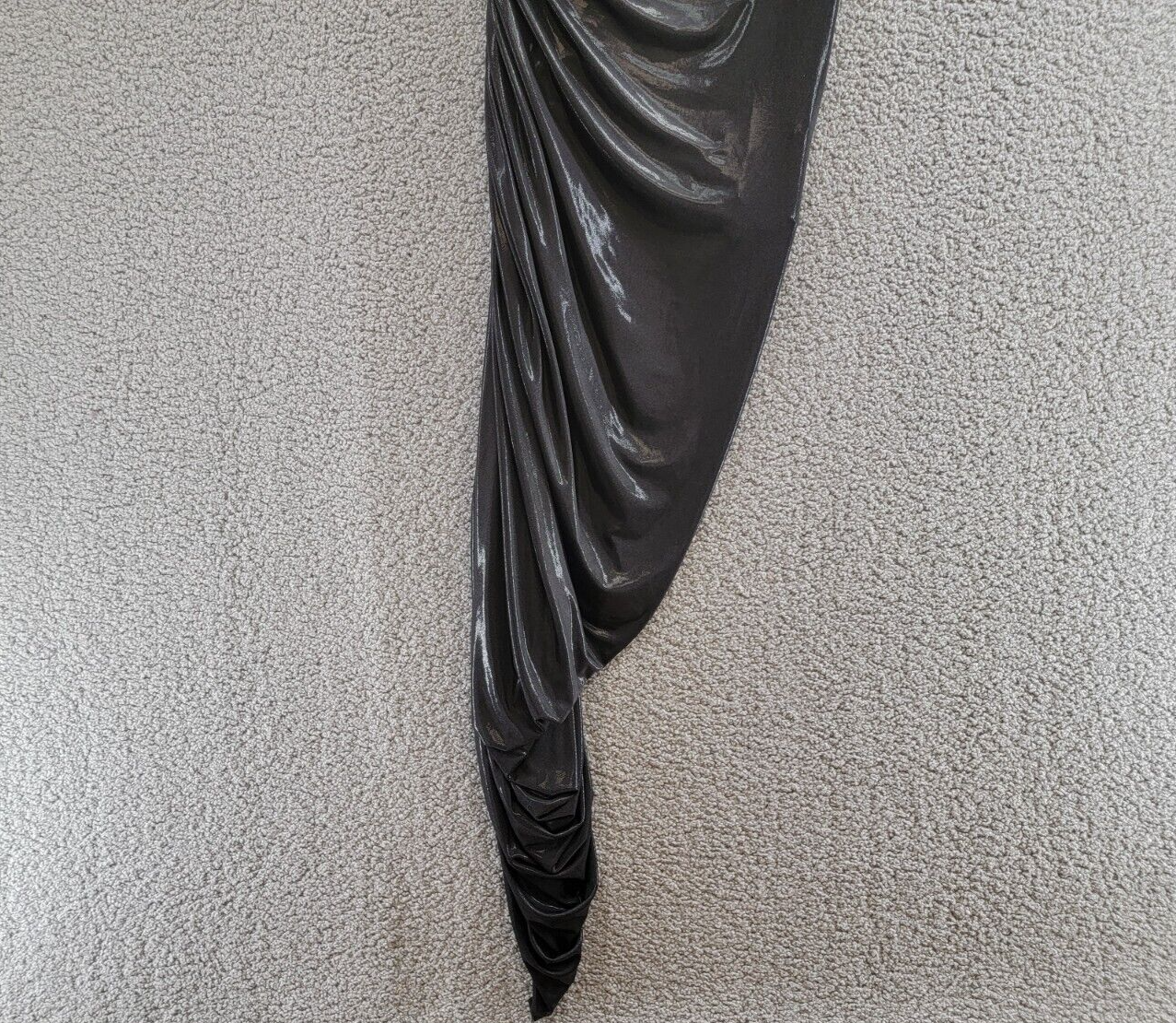 Norma Kamali Diana Shirred Midi Dress Women's L Black Solid Strapless Pull On - Picture 7 of 15