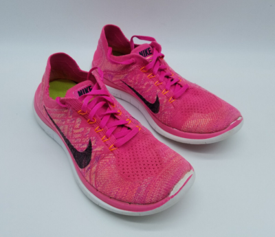Nike Free 4.0 Flyknit Women s Size 8 Running Shoes Pink Black Orange