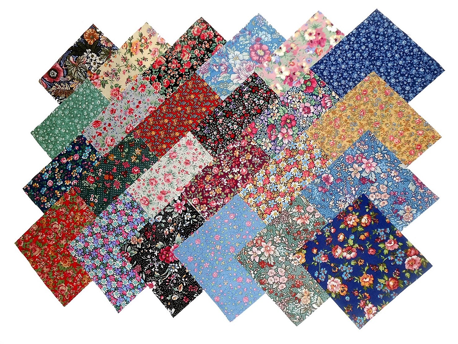 96 5" Quilting Fabric Squares/ Among the Flowers, Florals! 48 DIFFERENT