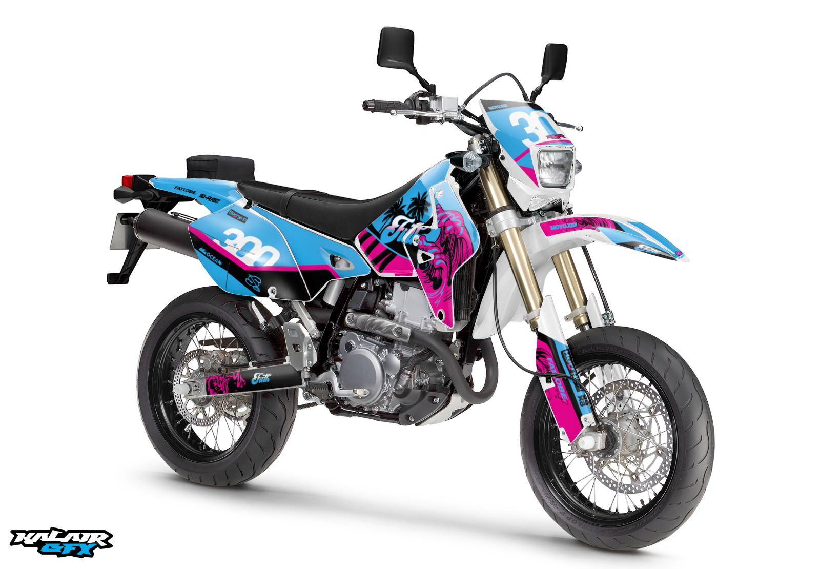 Graphics kit for Suzuki DRZ400 SM S E (All years) SurfsUp Series - Magenta Graphics kit for Suzuki DRZ400 SM S E (All years) SurfsUp Series - Magenta