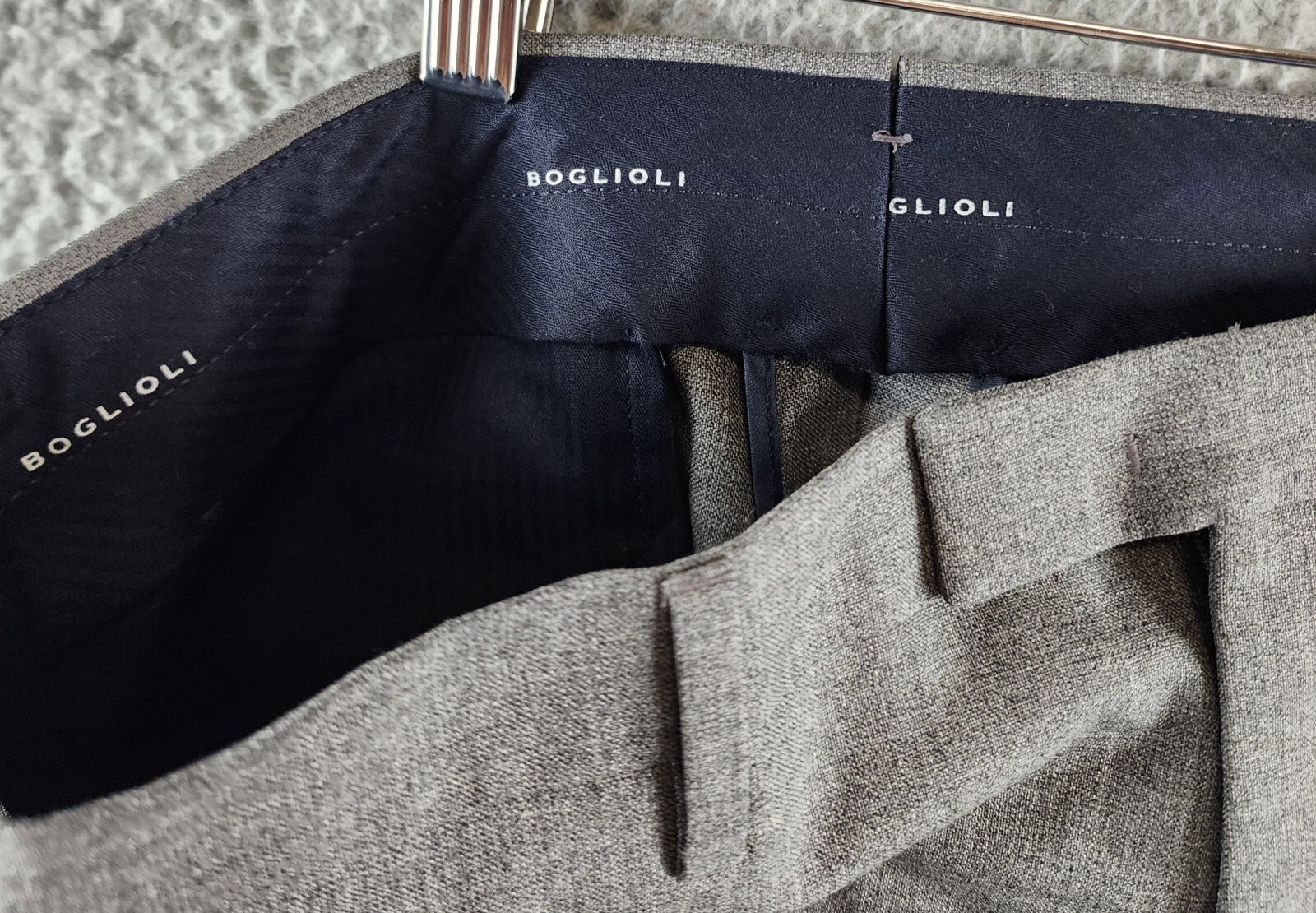 Boglioli Tapered Pants Men's Gray Side & Back Pockets Belt Loops Zipper Closure - Picture 6 of 16