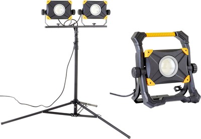 LED Baustrahler Arbeitsstrahler 100W / 200W mit Steckdose stufenlos dimmbar