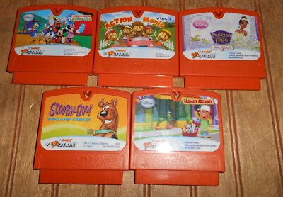 Lot of 5 V Tech V.Smile V.Motion Games Orange Scooby Doo, Mickey Mouse, Disney +
