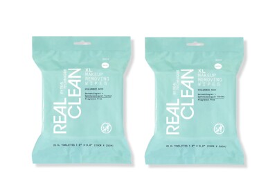 2 X Real Techniques Real Clean 25 XL Makeup Removing Wipes