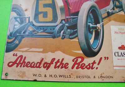 AUTO RACING TIN SIGN Castella Classic Cigars 10.5