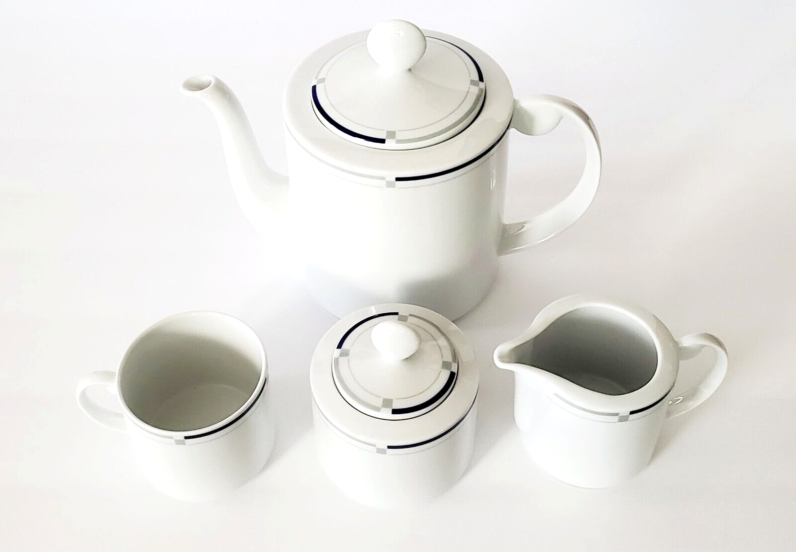 SELTMANN WEIDEN BAVARIA GERMANY HOLIDAY CHINA TEA POT, CUP, CREAMER & SUGAR BOWL