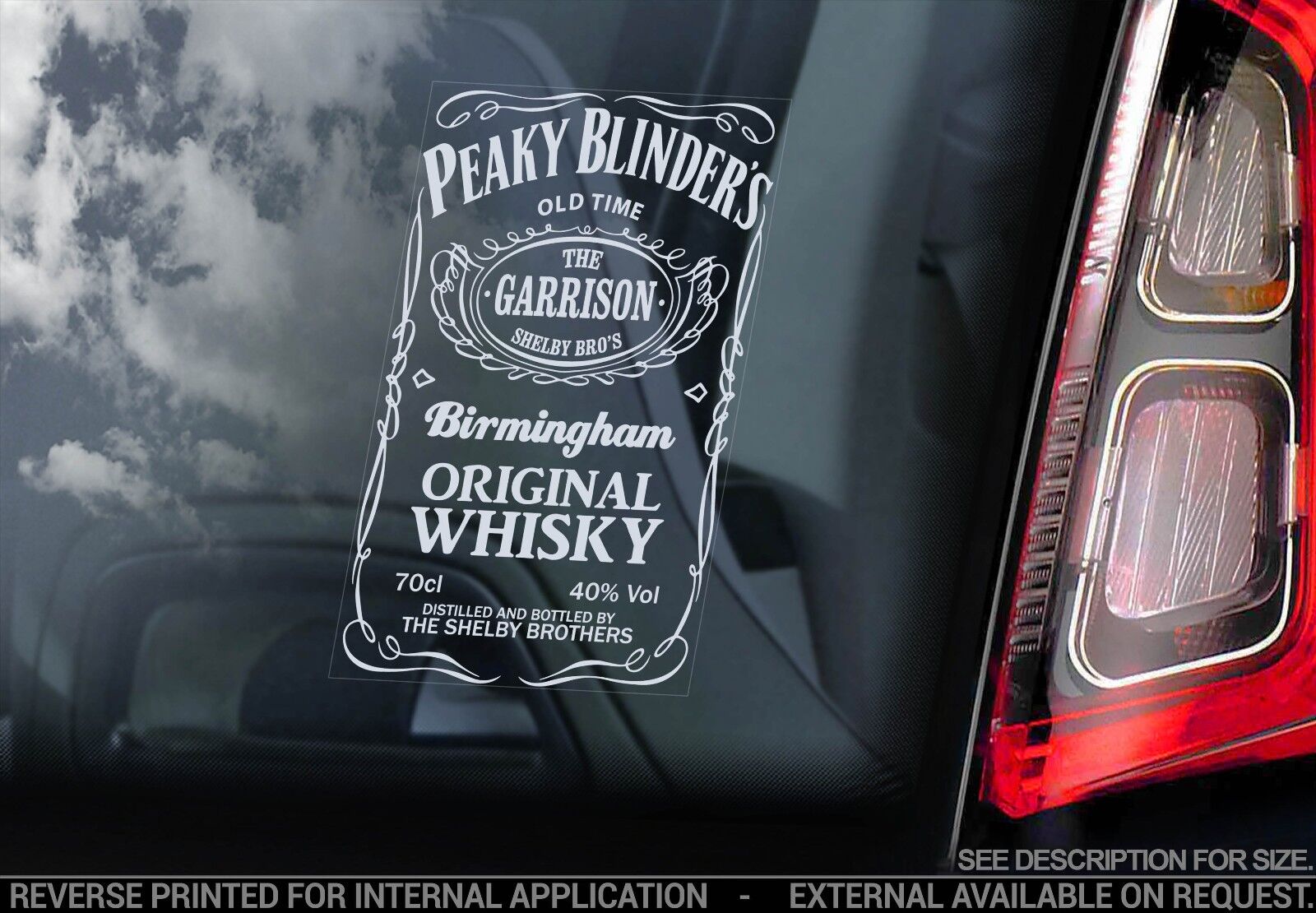 Tommy Whisky Signe Décalque Voiture Autocollant Vitre Peaky Blinder