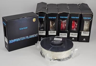 NEW - Tianse 3D Printer Filament 1.75mm 1kg Bundle - White, Red, Silver, Natural