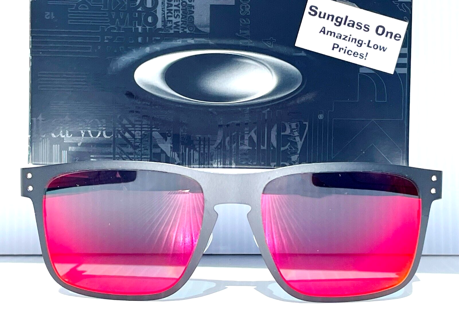 Pre-owned Oakley Holbrook Metal Matte Black Polarized Galaxy Magenta Sunglass 4123 In Purple