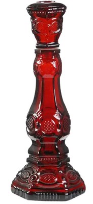 De-funked AVON 1876 CAPE COD RUBY RED CANDLESTICKS CANDLE HOLDER  (set of 2)