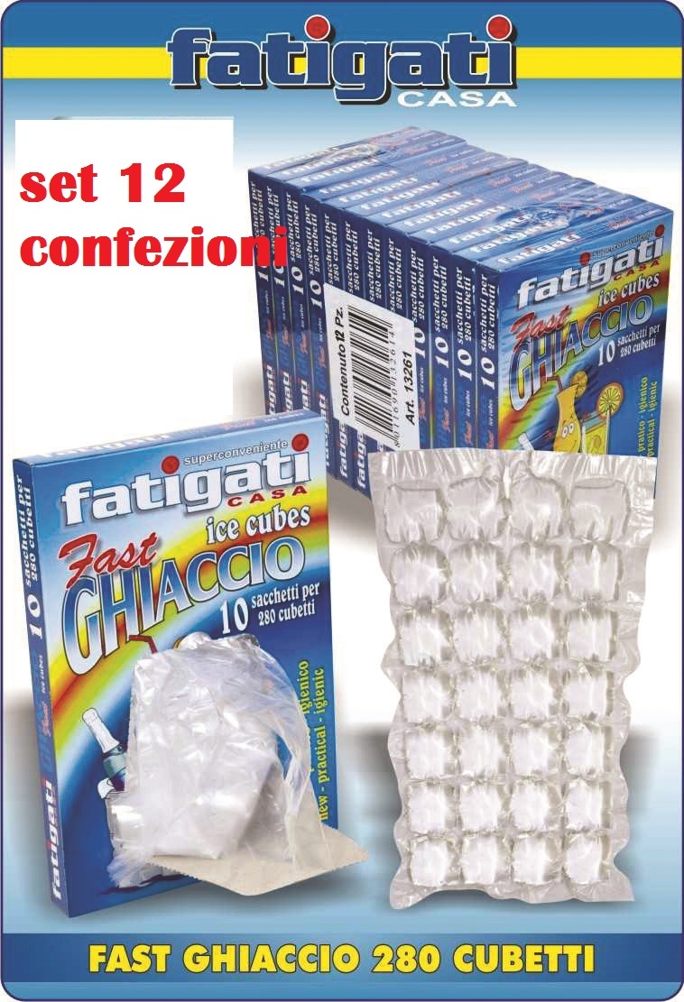 Set 12 Confezioni da 10 Sacchetti Per Cubetti Ghiaccio Plastica Trasparente moc