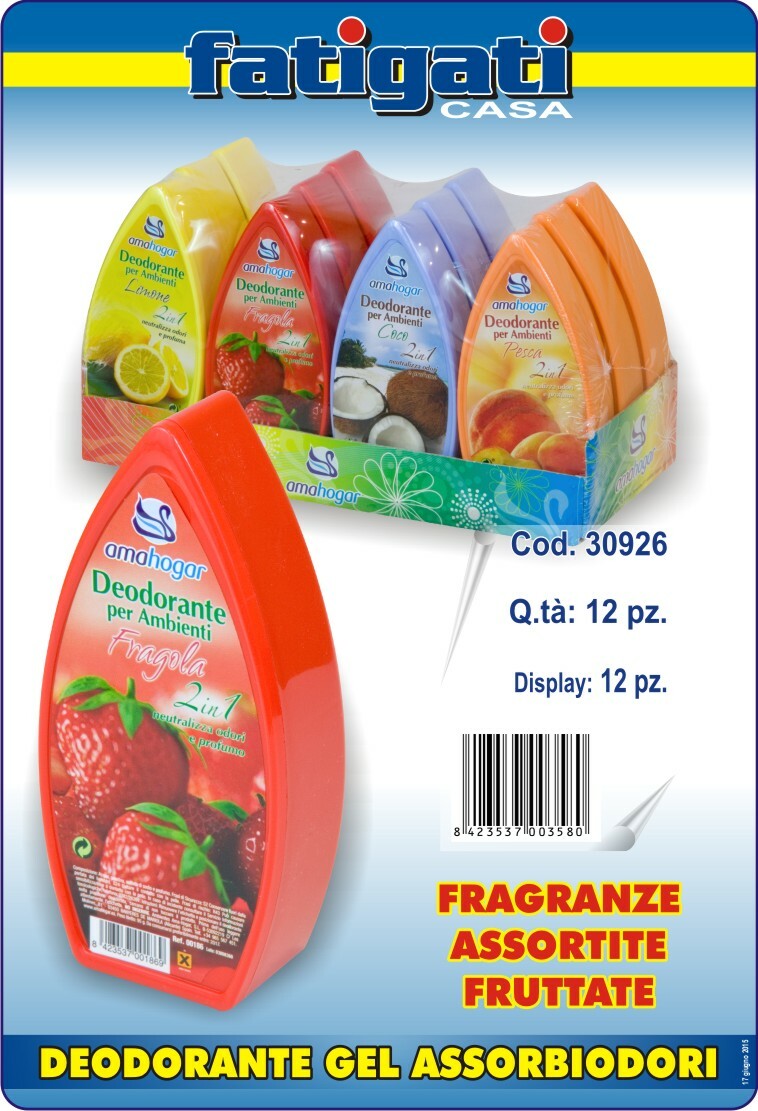 Set 12 Deodoranti Gel Profumo Ambiente Assorbiodori 2in1 Fruttate dfh