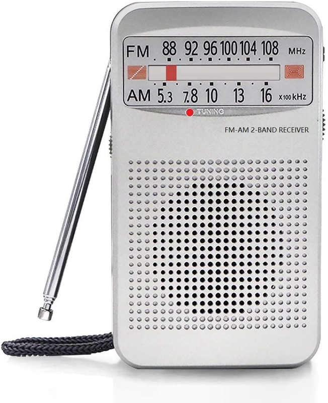 AM FM Portable Pocket Radio, Compact Transistor Radios,Best Reception, Sliver