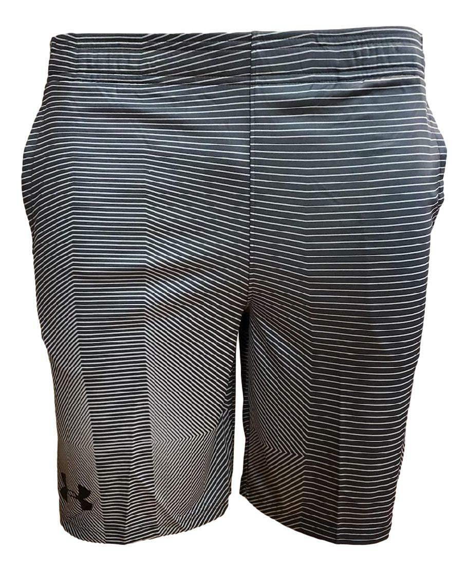 Under Armour Heatgear Boys' Printed Training Shorts (Medium, Grey/Dark Grey)