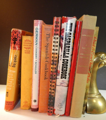 9 Vintage Lot Ethnic Cookbooks German Mexican Spanish Chinese American Mixed