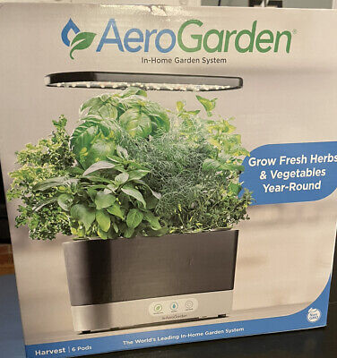 AeroGarden 100690 Harvest In Home Indoor Garden System Black Herbs 6 Pods Kit.