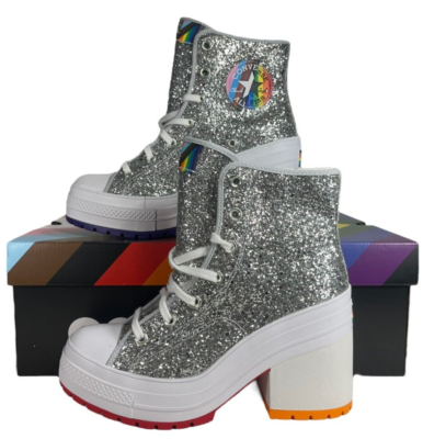 Converse platform silver glitter hotsell