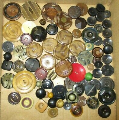 3 Medium antique vintage sewing buttons neat ones i Art Deco era shell set in celluloid