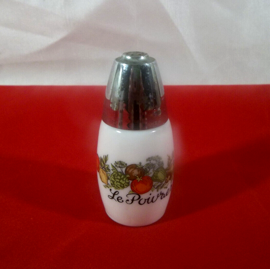 Corning Gemco Pot A Creme Pitcher and Le Poivrier Shaker with Chrome Tops