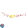MEDIMQC Rose Gold Happy 80th Birthday Banner Sign Gold Glitter 80 Years Birthday Party Decorations Supplies Anniversary Celebration Backdrop Pre-Assembled