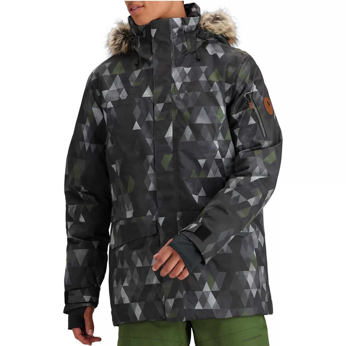 Pre-owned Obermeyer $399,  Men's Rideline Faux Fur Jacket , Gray-out Of Bounds, 2xl In Multi Gray, Out Of Bounds
