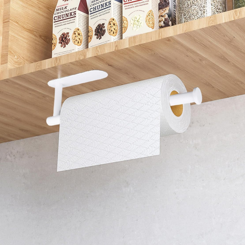 Paper Towel Holder under Cabinet, Kitchen Towel Rack Wall Mounted Paper Roll Dis