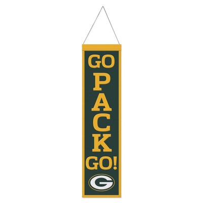 Шерстяной баннер Green Bay Packers Go Pack Go размером 8 х 32 дюйма