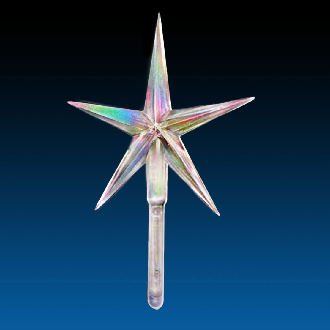 Large Clear Iridescent Aurora Star for Vintage Ceramic Christmas Trees 2.5" Wide