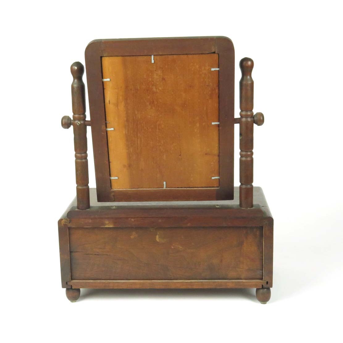 Vtg wooden shaving stand dressing mirror walnut 1 drawer adjustable