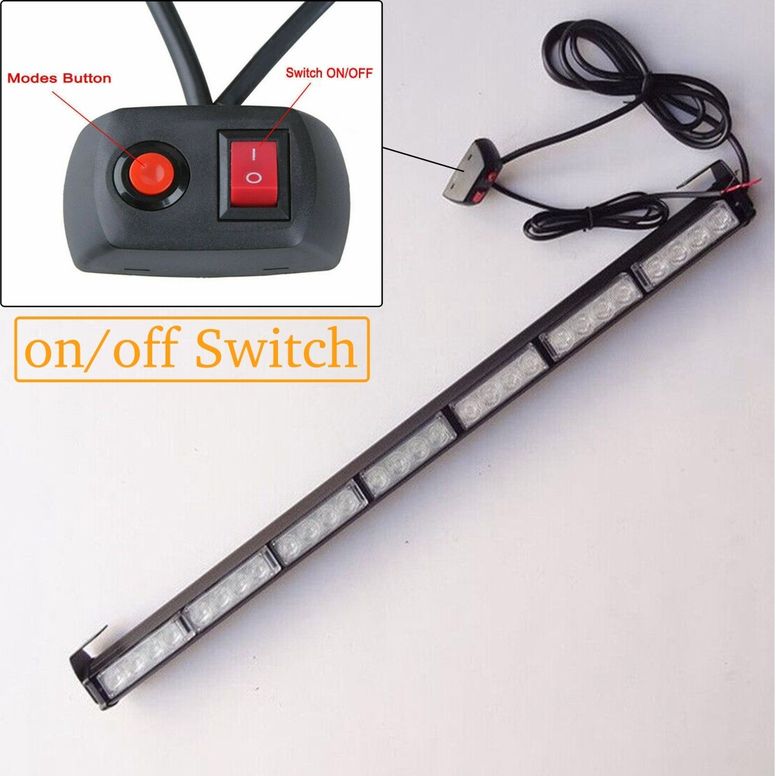 31" LED Amber&White Traffic Warning Strobe Light Bar For Club Car EZGO Golf Cart