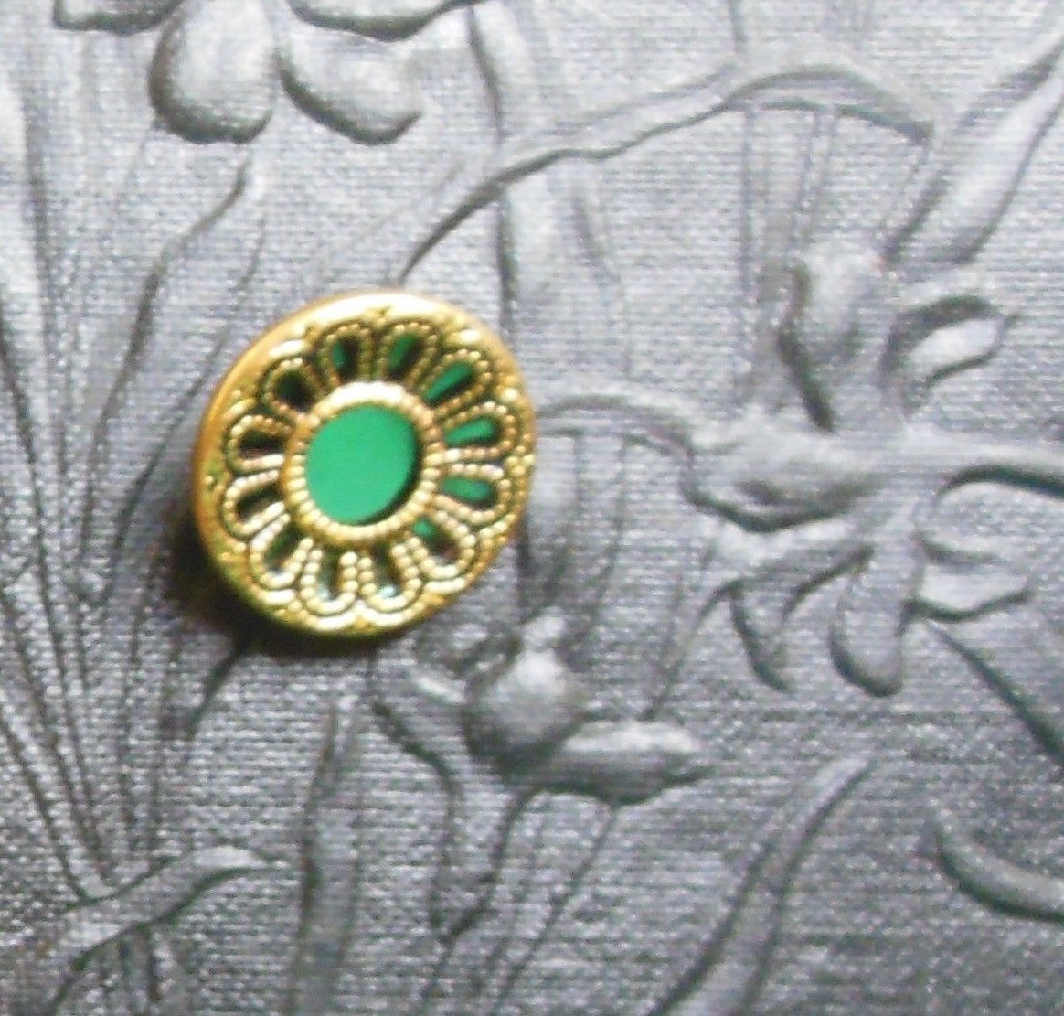 Antique Vintage Twinkle Reflector Metal Buttons-1 Blue & 1 Green Mirror Backs
