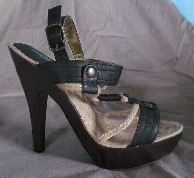 black & jute ankle strap hi heel platforms CHARLOTTE RUSSE size 8