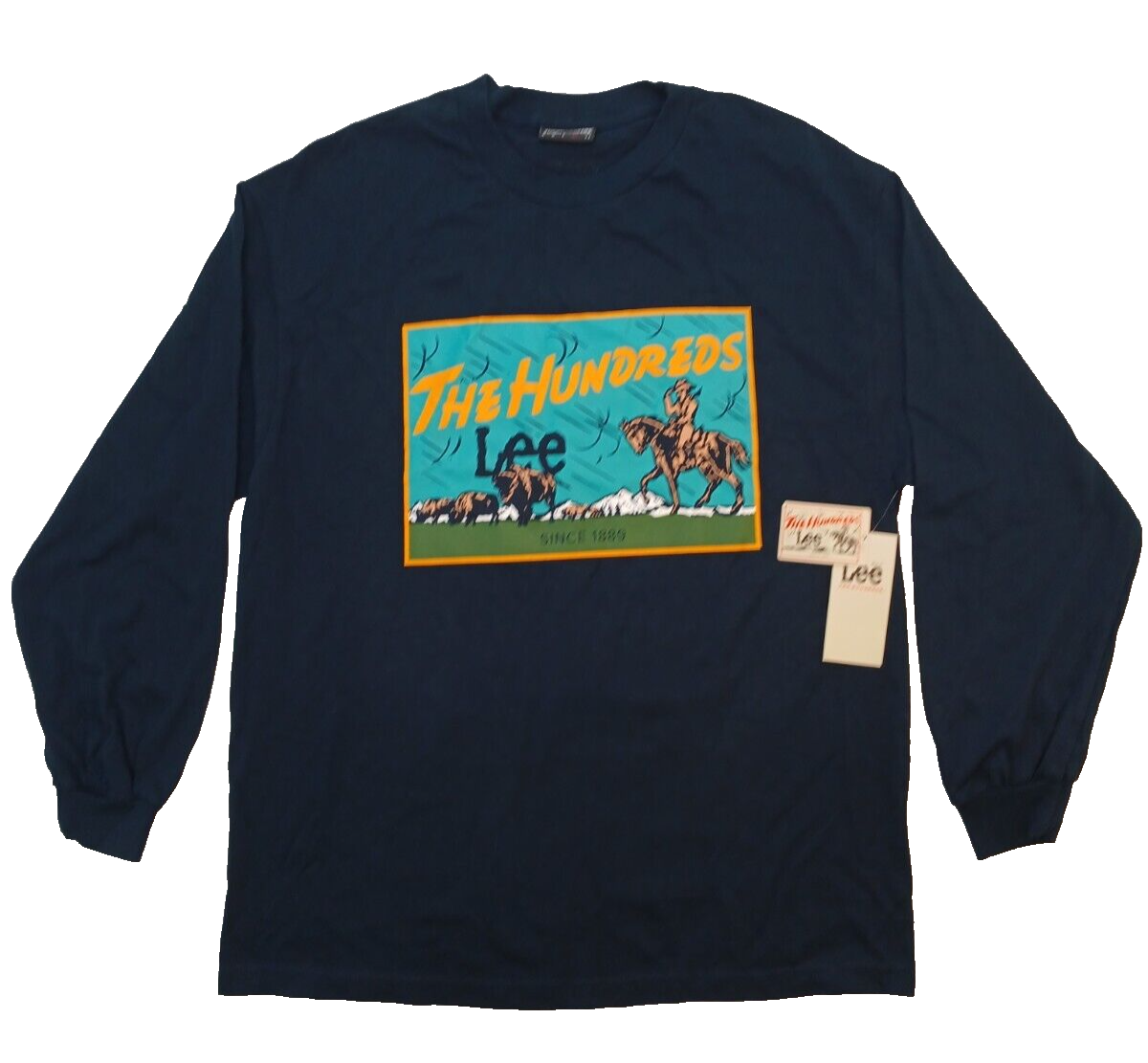 Мужская футболка Lee x The Hundreds из 100% хлопка с длинным рукавом, размер XL, Темно-синий, Новинка