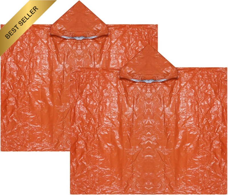Emergency Survival Poncho Blanket, Waterproof Windproof Thermal Mylar Foil Coati