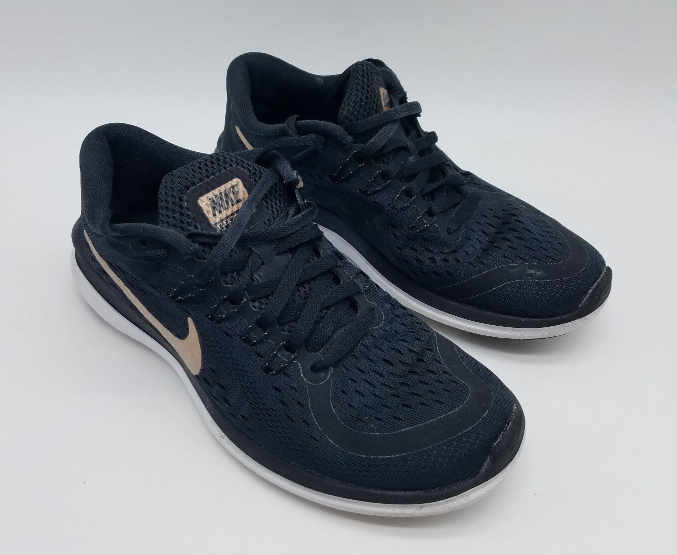 Nike Flex 2017 Run Women s Size 7 Running Shoes Black Rose Gold eBay