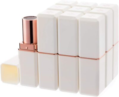 DIY 10pcs Dia:12.1mm White Square Tube Empty Lipstick Tubes Lip Balm Container