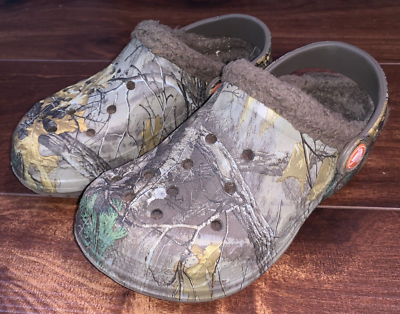 Crocs Camo Kids Youth Size 12 13 15799 Bayal Faux Fur Lined