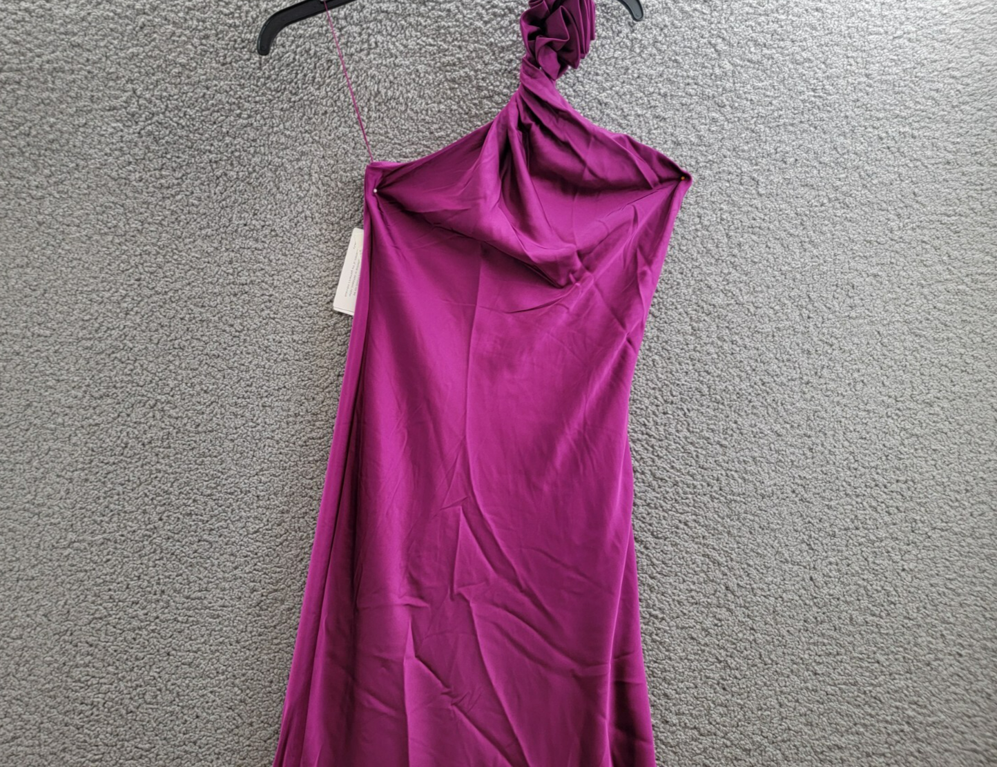 Liv Foster Clara Satin Dress Women's 0 Wine Berry Asymmetric Neck Side Zipped - Picture 3 of 16